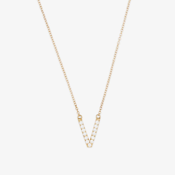 18K Solid Gold Diamond Initial Necklace | 0.08ct SI H-I Diamonds
